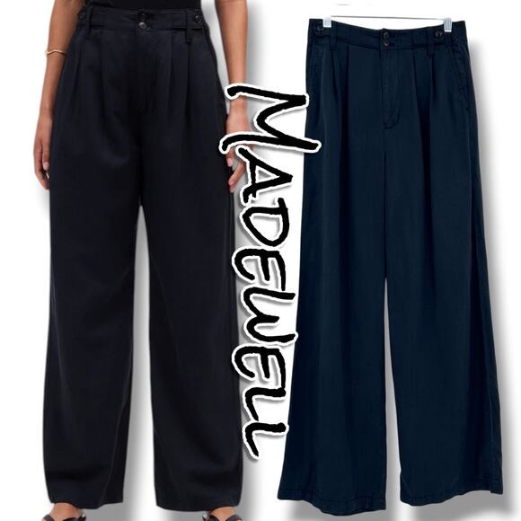 Madewell Pants - Madewell Harlow Wide Leg Pants Black Tencel Linen Blend Size 2